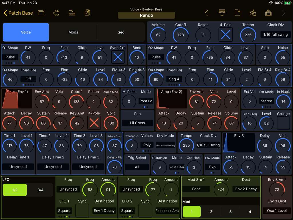 Dave Smith Instruments Evolver Keyboard Editor Screenshot