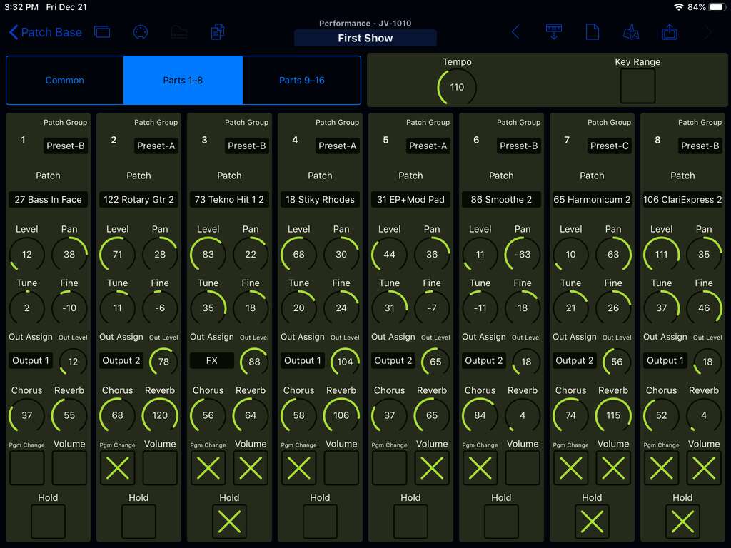 Roland JV-1010 Editor Screenshot