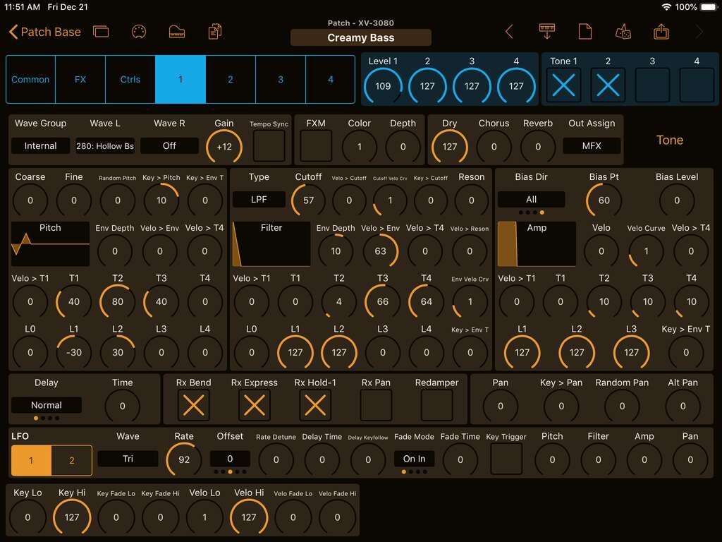 Roland XV-3080 Editor Screenshot