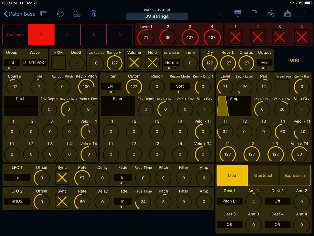 Roland JV-880 Editor Screenshot