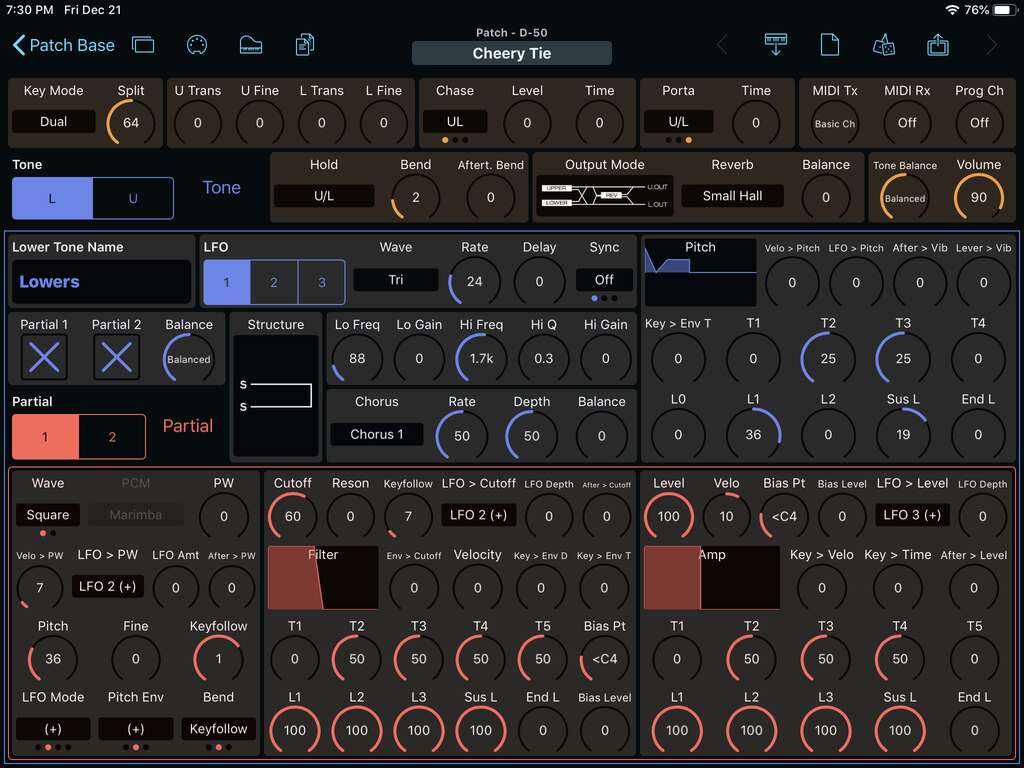 Roland D-50 Editor Screenshot