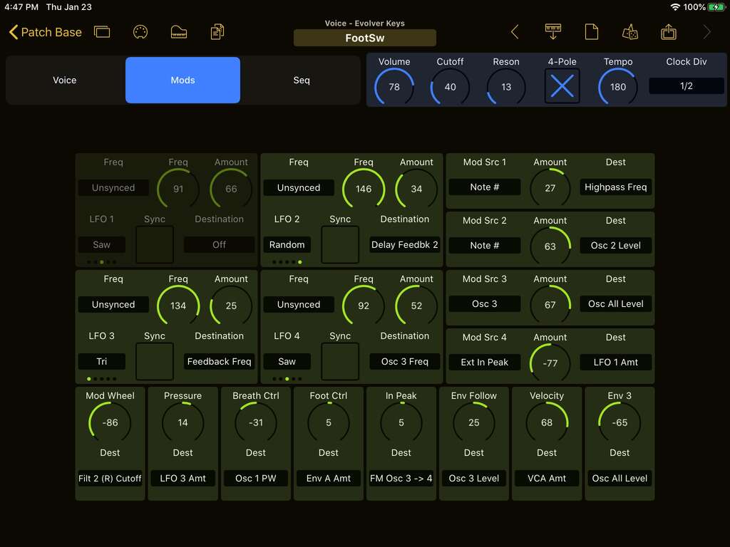 Dave Smith Instruments Evolver Keyboard Editor Screenshot