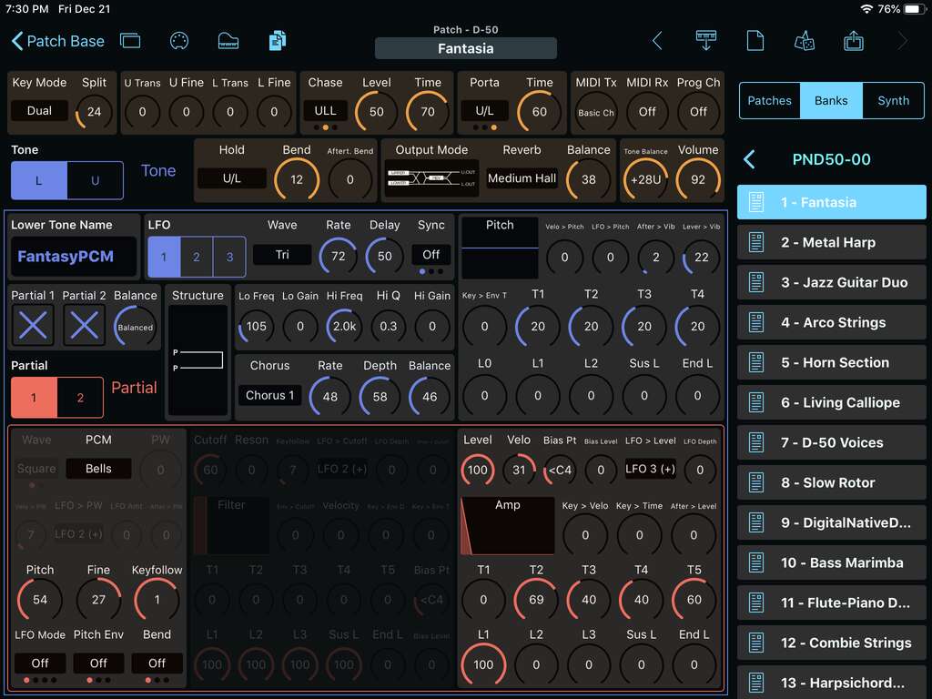 Roland D-50 Editor Screenshot