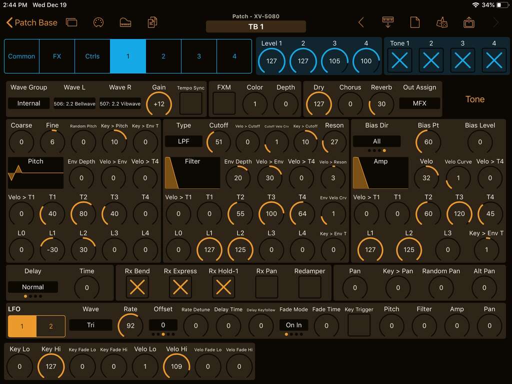 Roland XV-5080 Editor Screenshot