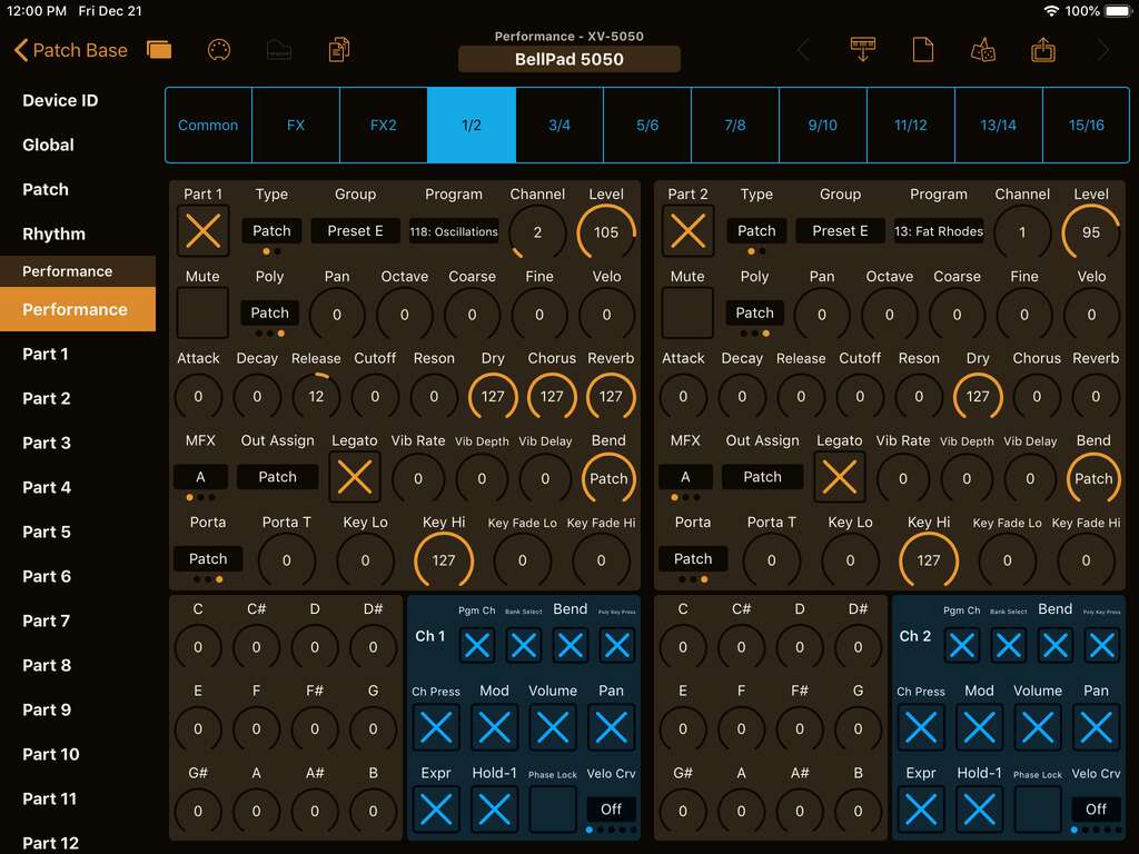 Roland XV-5050 Editor Screenshot