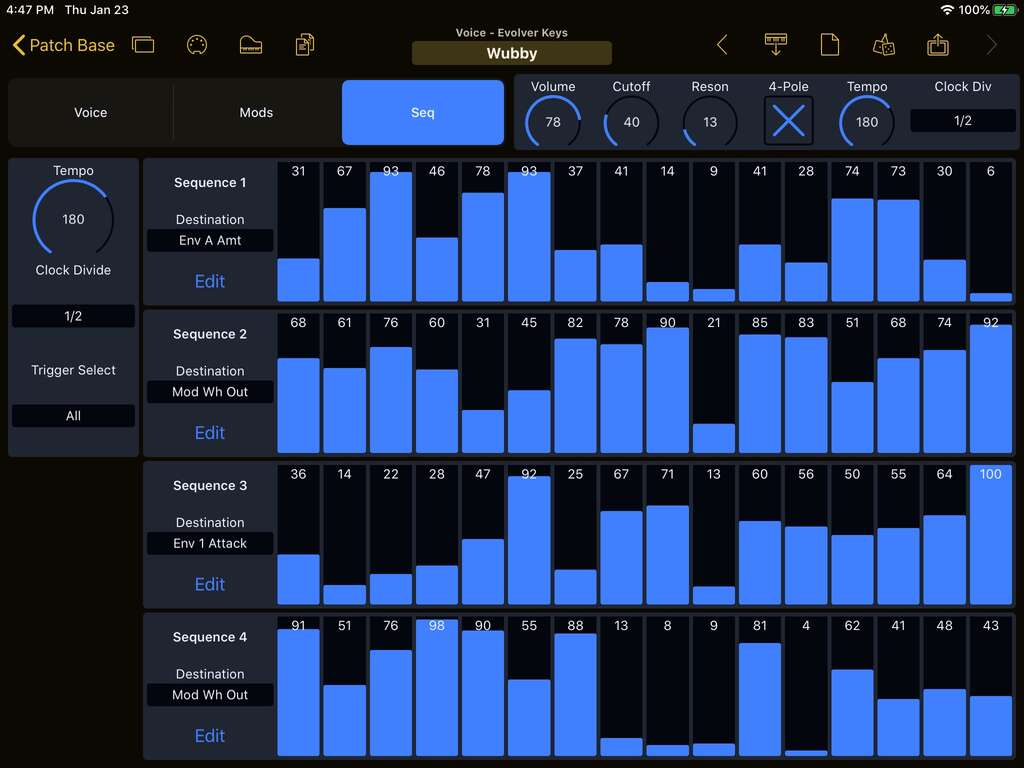 Dave Smith Instruments Evolver Keyboard Editor Screenshot