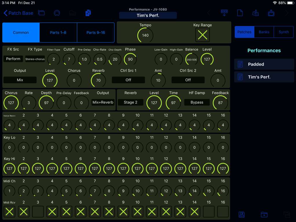 Roland JV-1080 Editor Screenshot