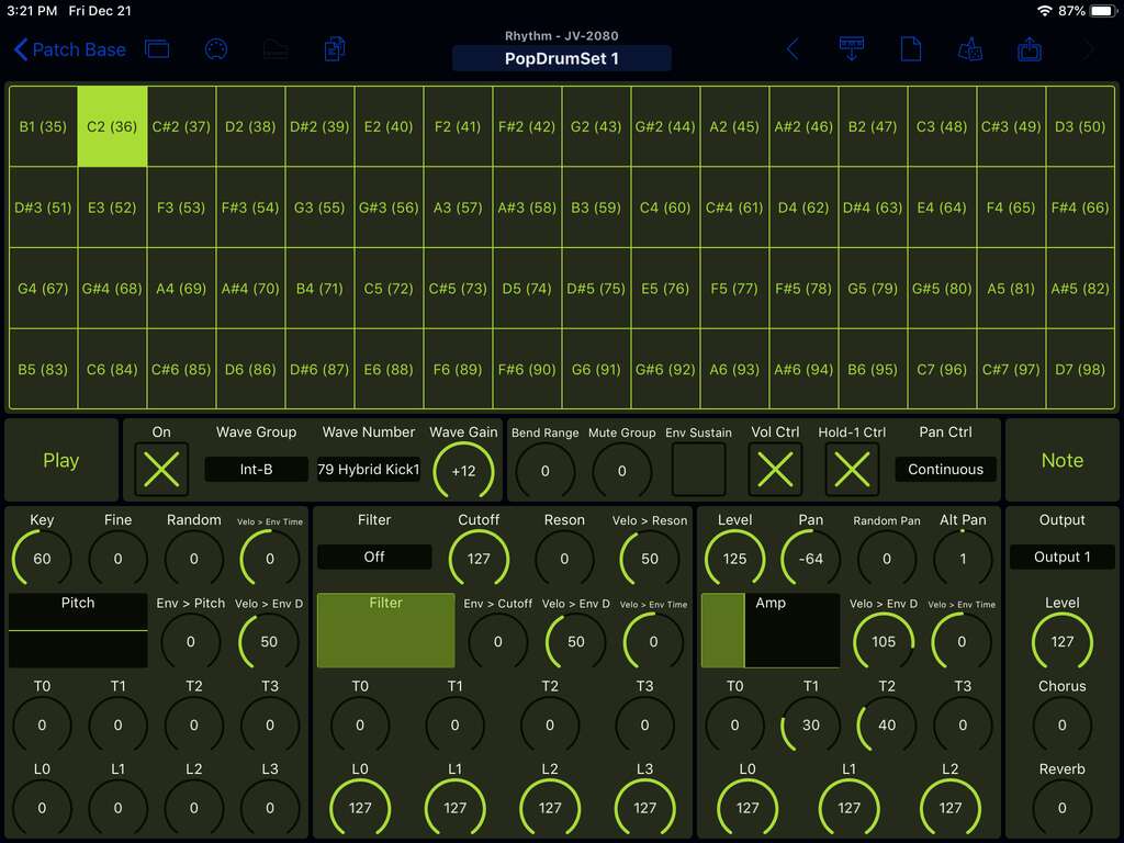 Roland JV-2080 Editor Screenshot