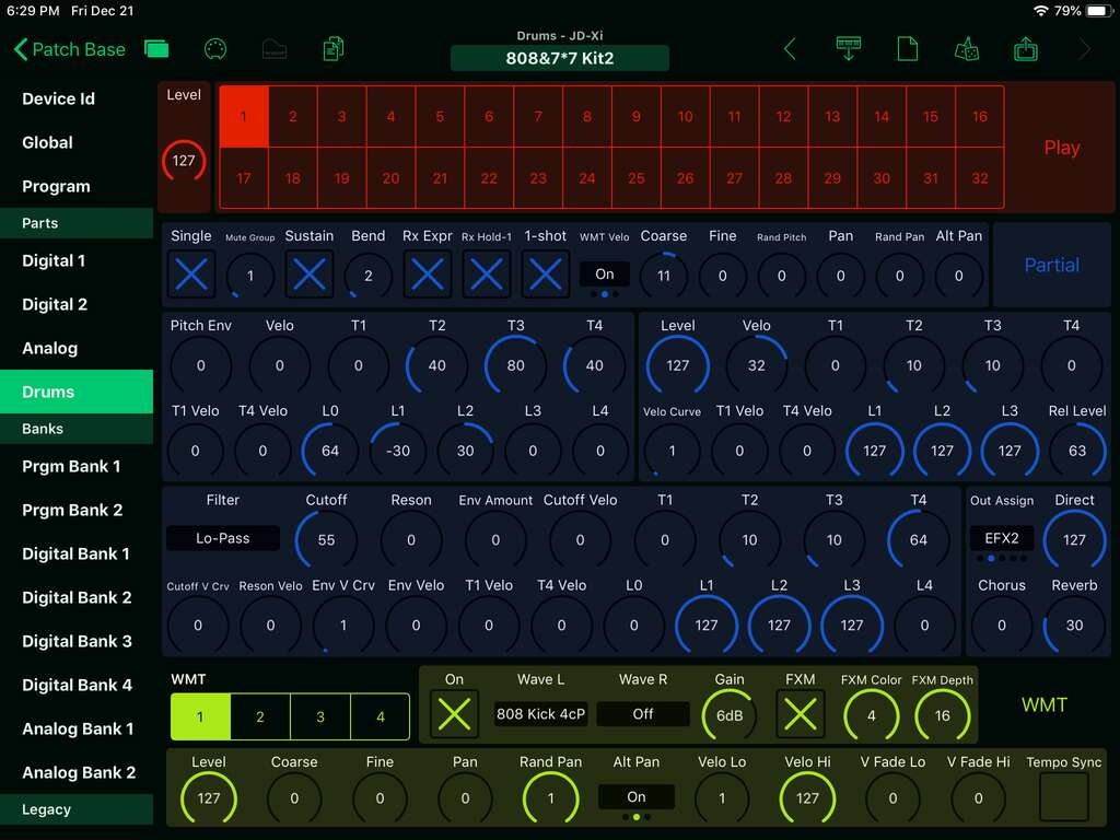 Roland JD-Xi Editor Screenshot