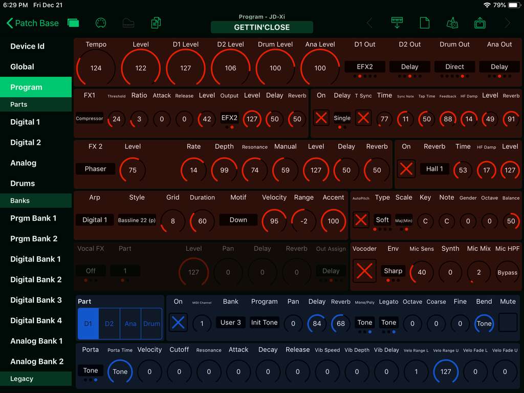 Roland JD-Xi Editor Screenshot