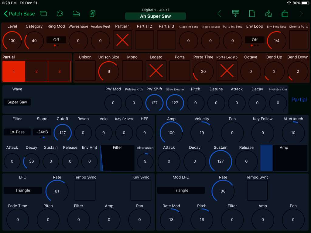 Roland JD-Xi Editor Screenshot