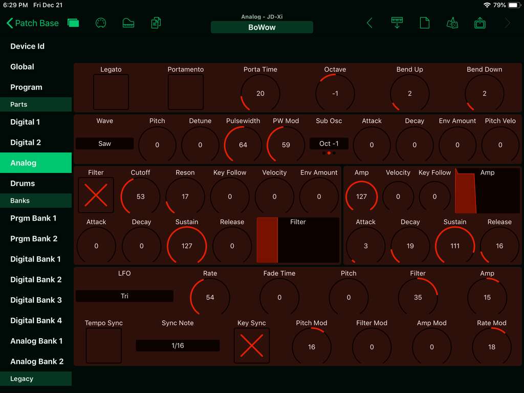 Roland JD-Xi Editor Screenshot