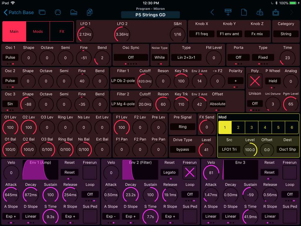 Alesis Micron Editor Screenshot