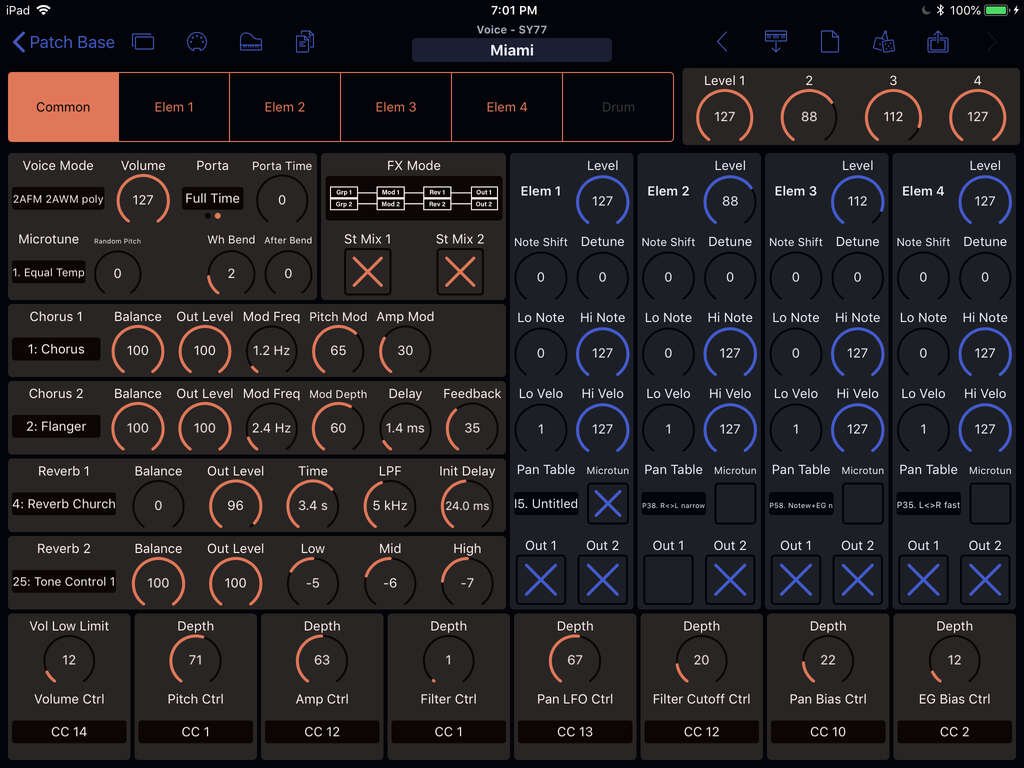 Yamaha SY77 Editor Screenshot