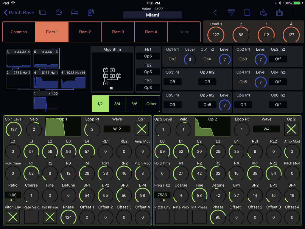 Yamaha SY77 Editor Screenshot