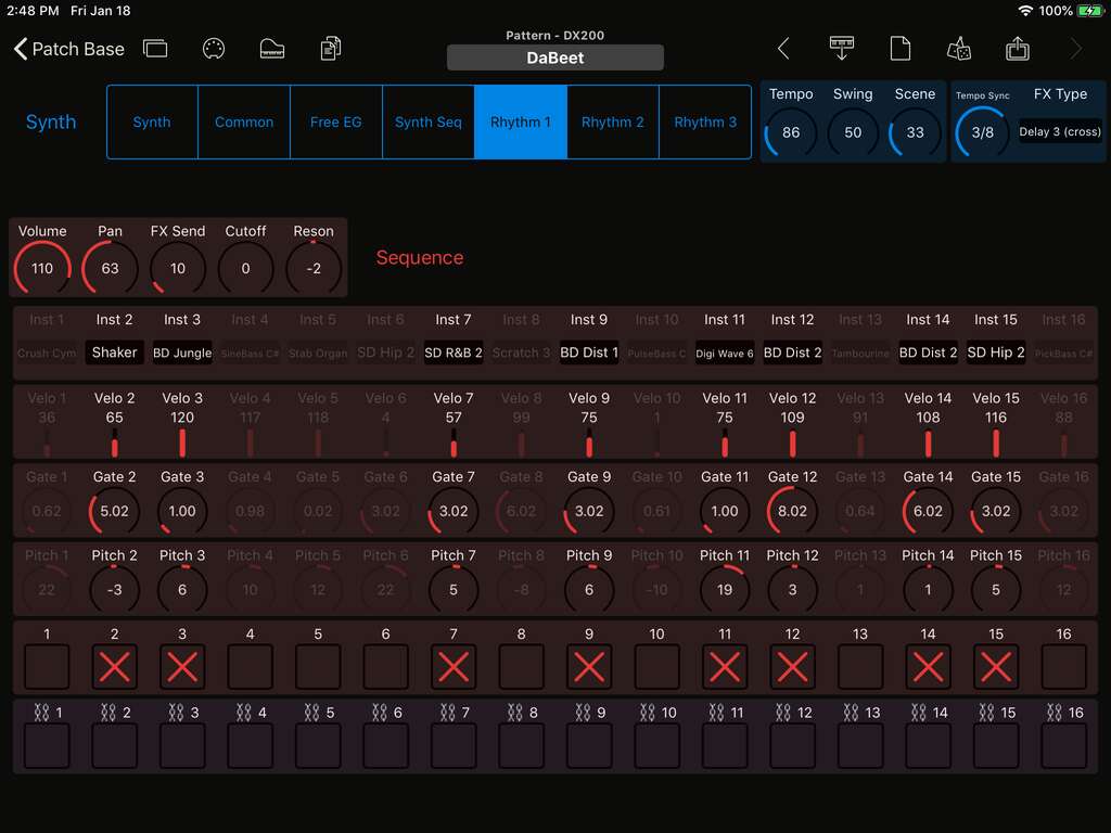 Yamaha DX200 Editor Screenshot