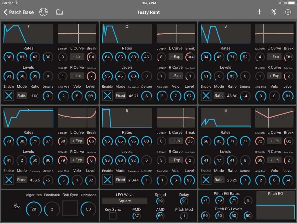Yamaha TX816 Editor Screenshot