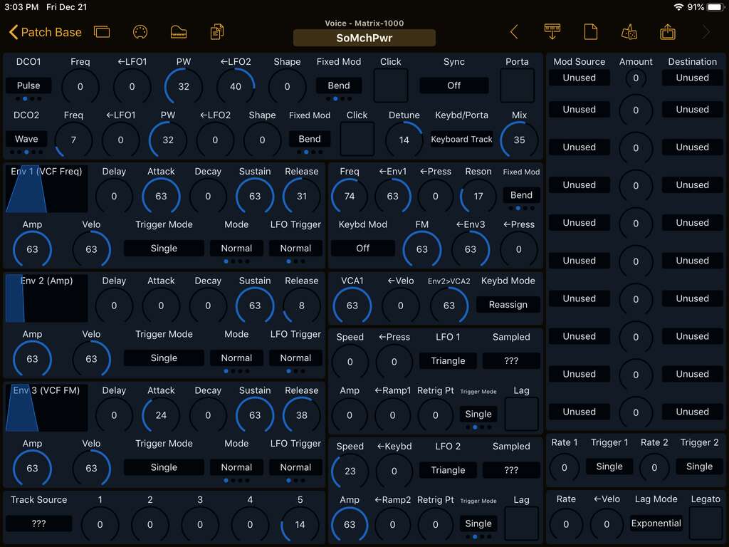 Oberheim Matrix-1000 Editor Screenshot