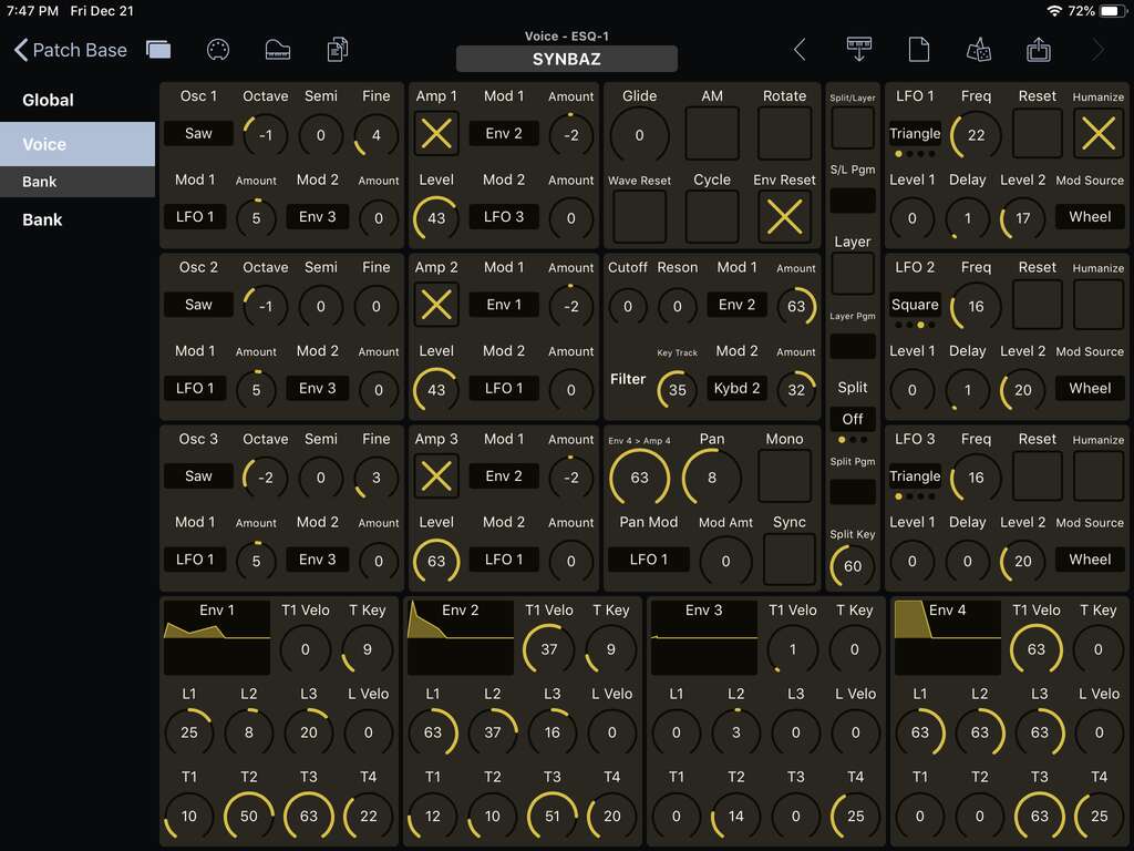 Ensoniq ESQ-1 Editor Screenshot