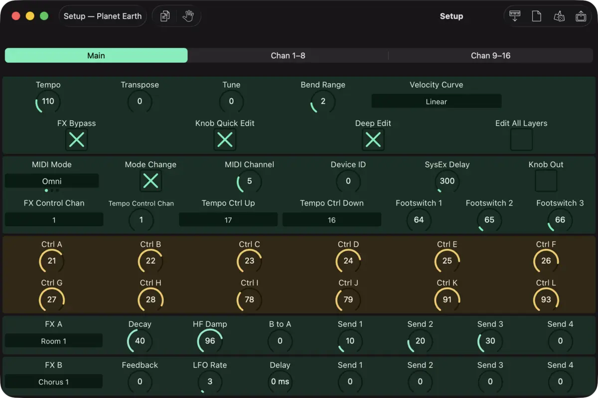 E-mu Planet Earth editor screenshot (Mac)