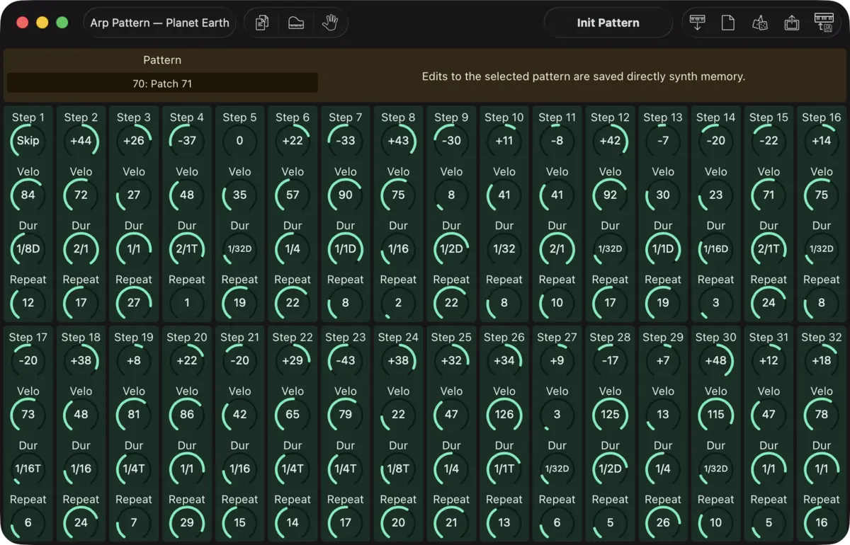 E-mu Planet Earth editor screenshot (Mac)
