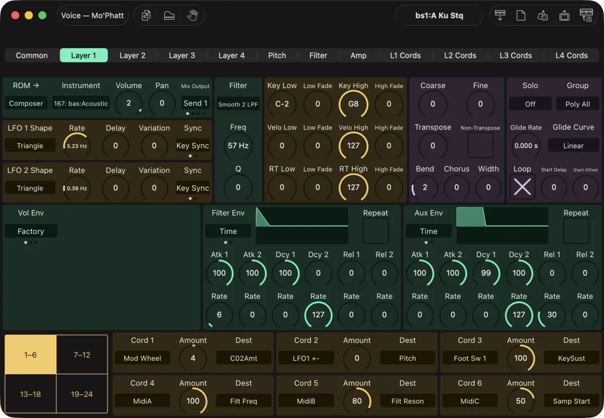 E-mu Mo'Phatt editor screenshot (Mac)