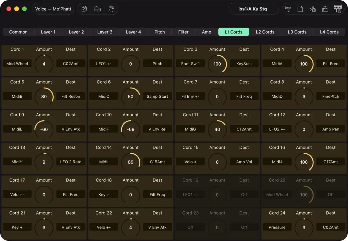 E-mu Mo'Phatt editor screenshot (Mac)