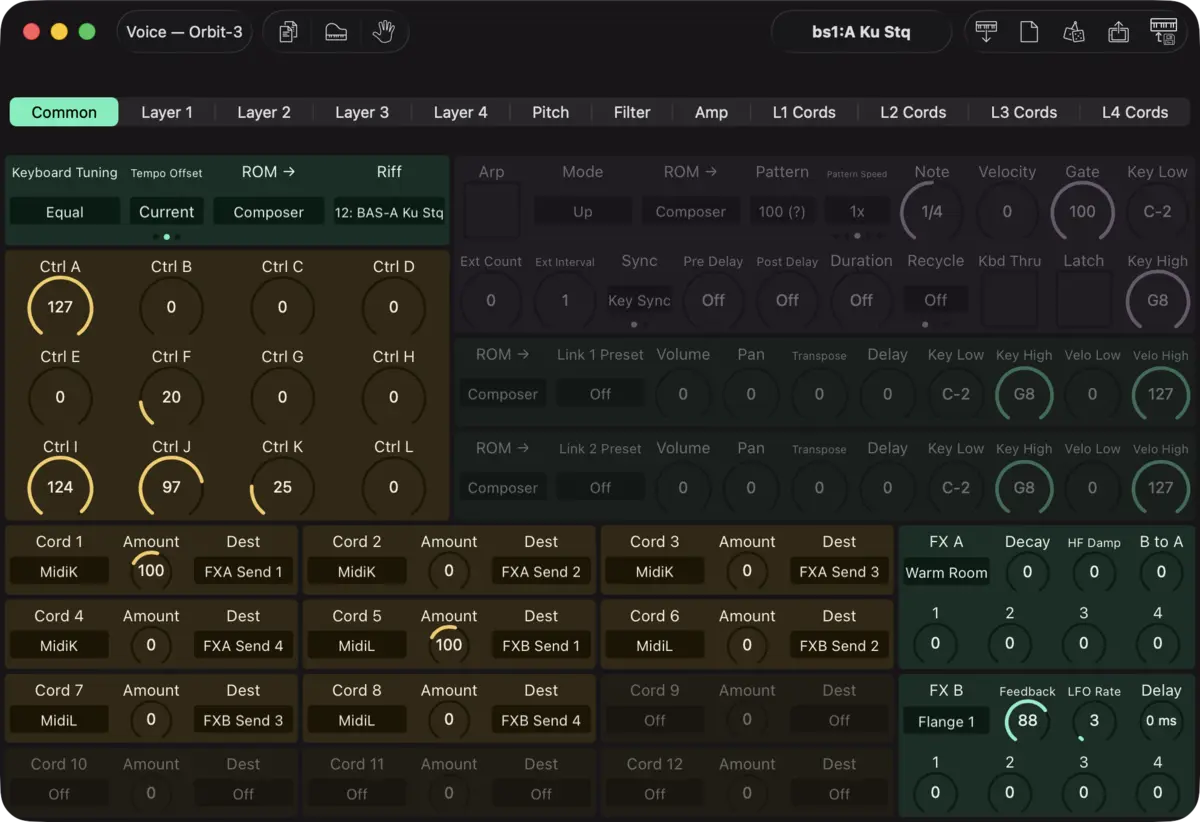 E-mu Orbit-3 editor screenshot (Mac)