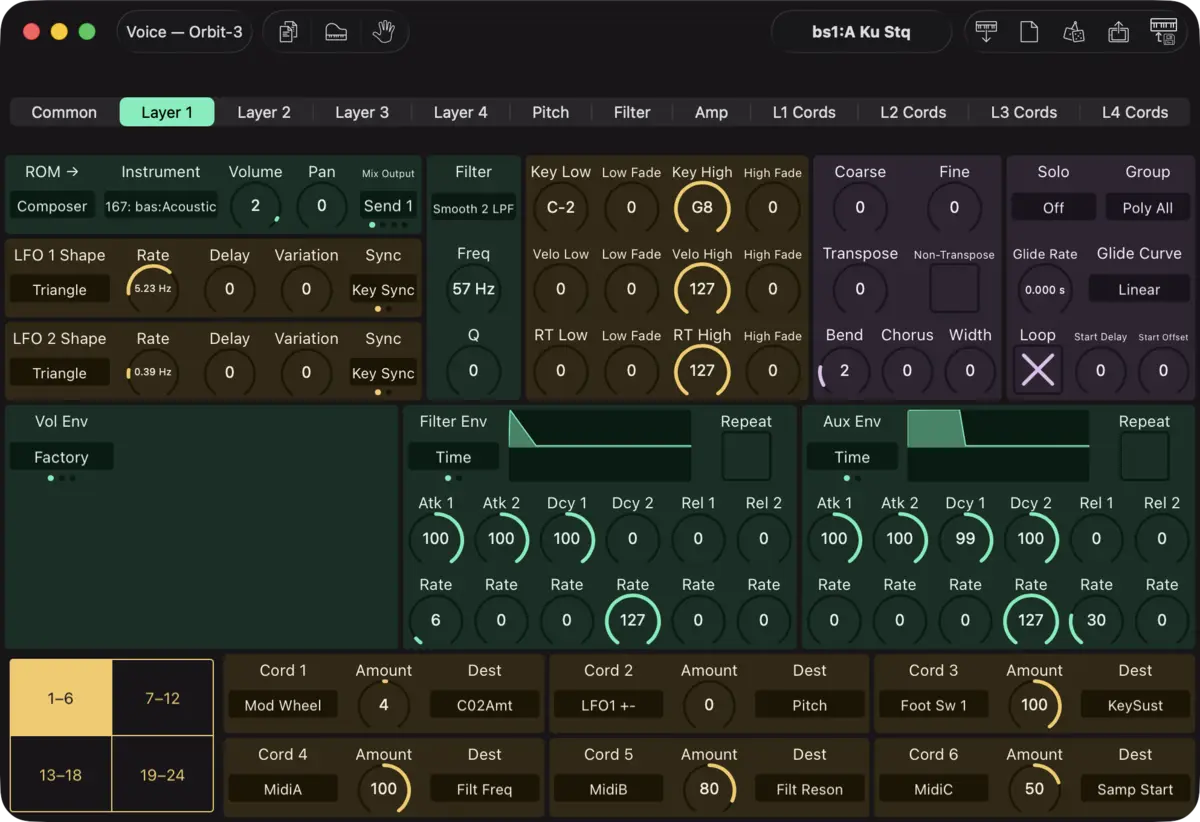 E-mu Orbit-3 editor screenshot (Mac)
