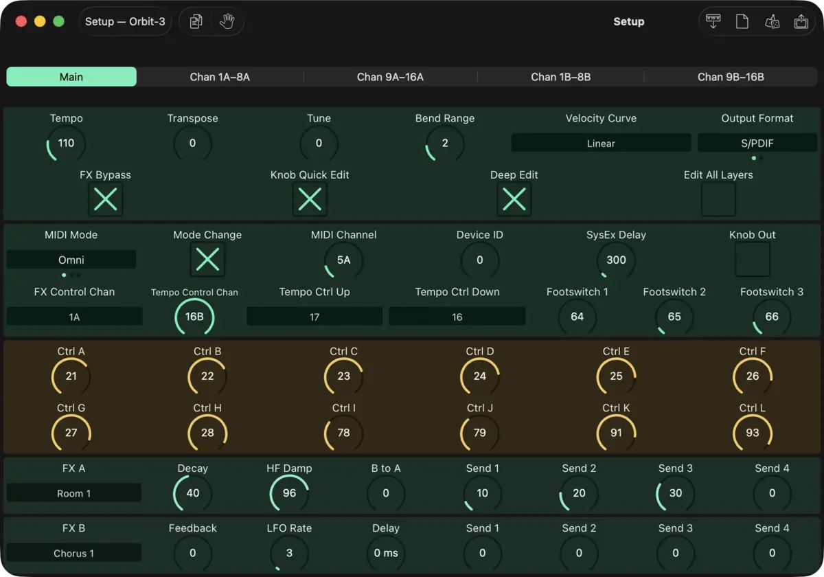 E-mu Orbit-3 editor screenshot (Mac)