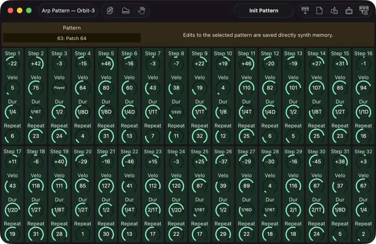 E-mu Orbit-3 editor screenshot (Mac)