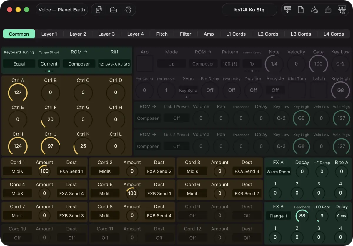E-mu Planet Earth editor screenshot (Mac)