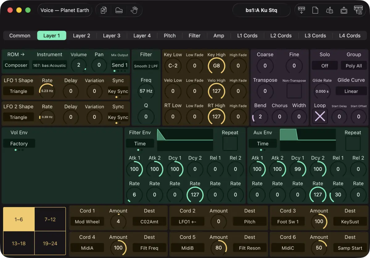 E-mu Planet Earth editor screenshot (Mac)