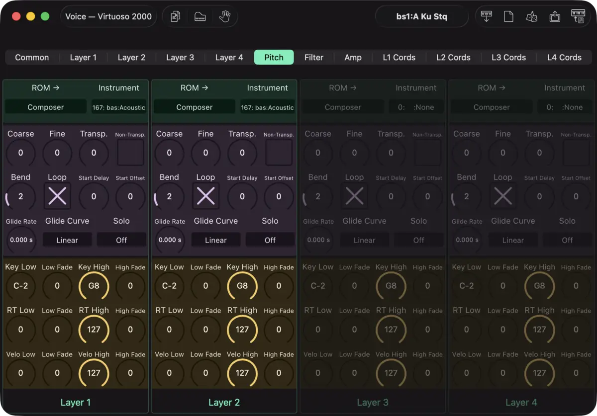E-mu Virtuoso 2000 editor screenshot (Mac)