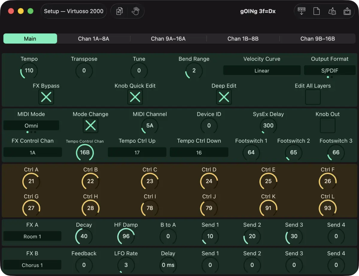 E-mu Virtuoso 2000 editor screenshot (Mac)