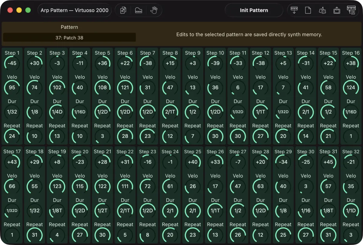 E-mu Virtuoso 2000 editor screenshot (Mac)
