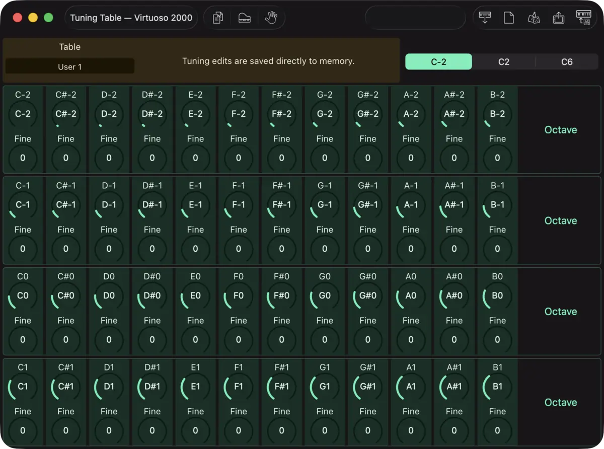 E-mu Virtuoso 2000 editor screenshot (Mac)