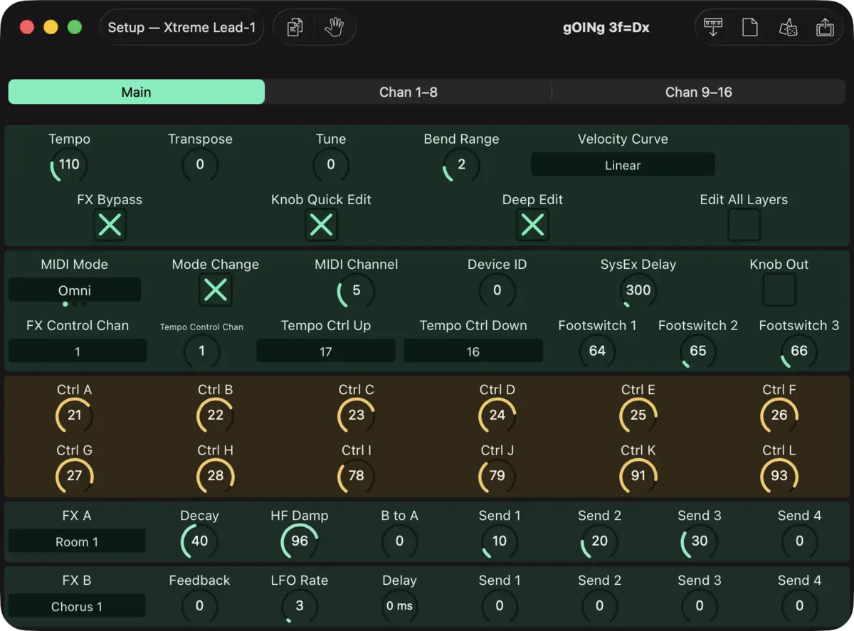 E-mu Xtreme Lead-1 editor screenshot (Mac)