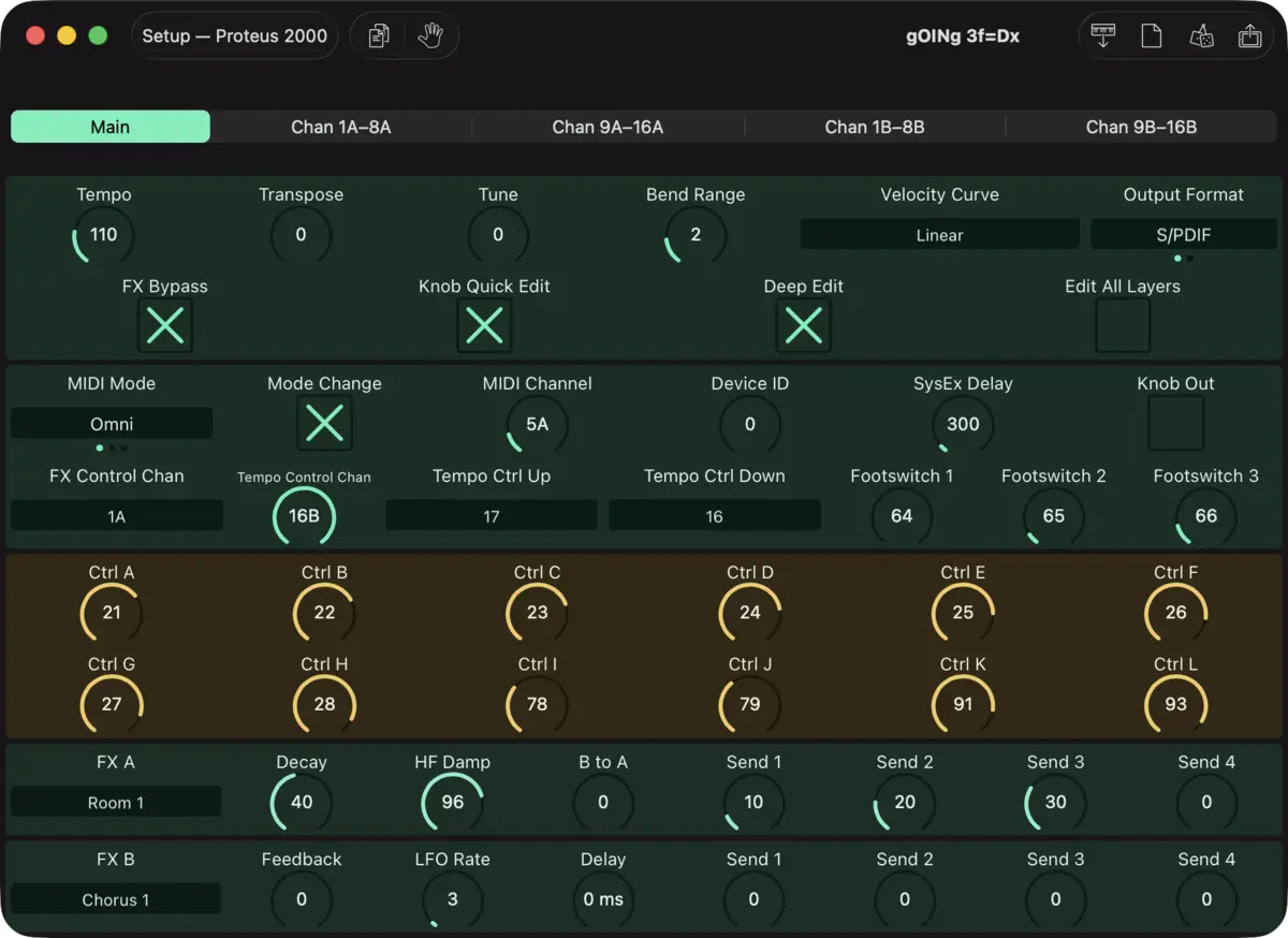 E-mu Proteus 2000 editor screenshot (Mac)