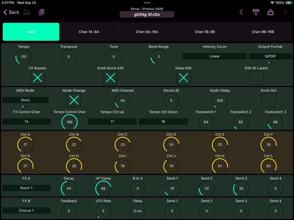 E-mu Proteus 2000 editor screenshot (iPad)