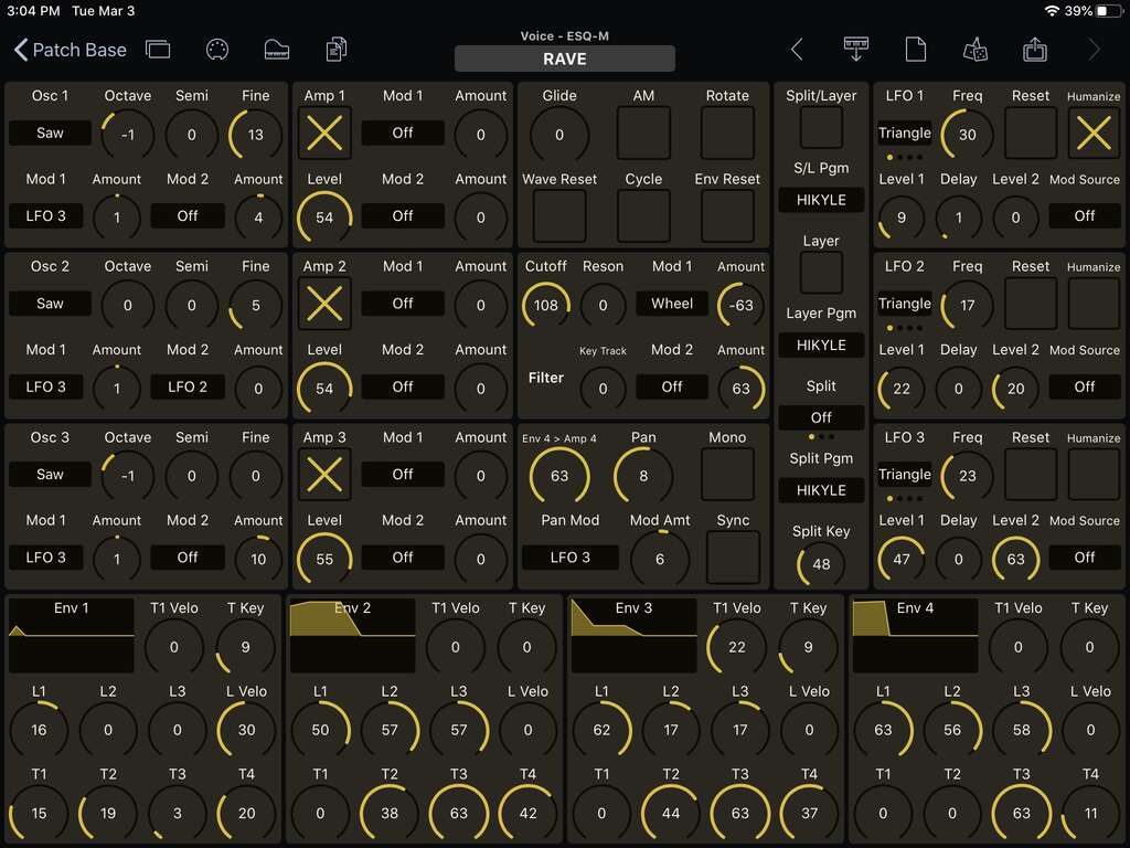 Ensoniq ESQ-M Editor Screenshot