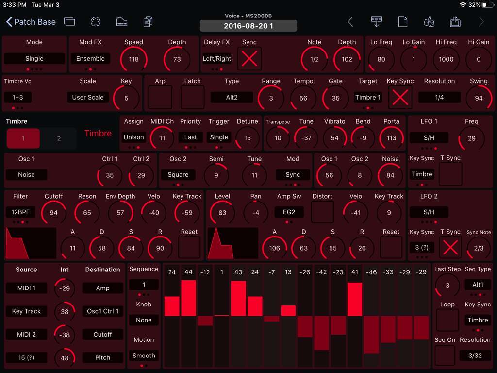 Korg MS2000B Editor Screenshot