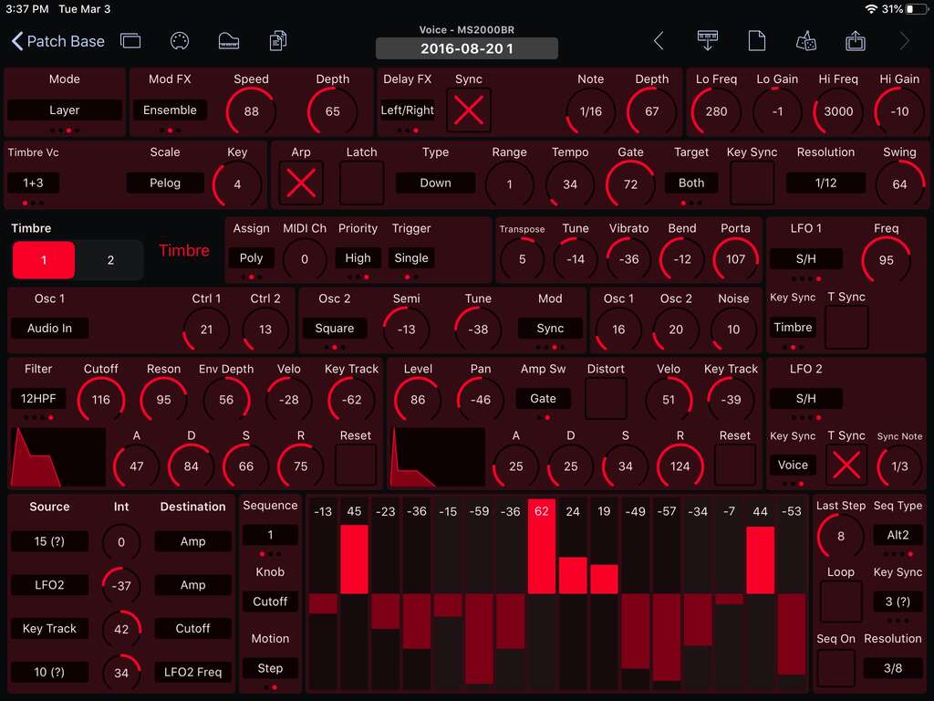 Korg MS2000BR Editor Screenshot