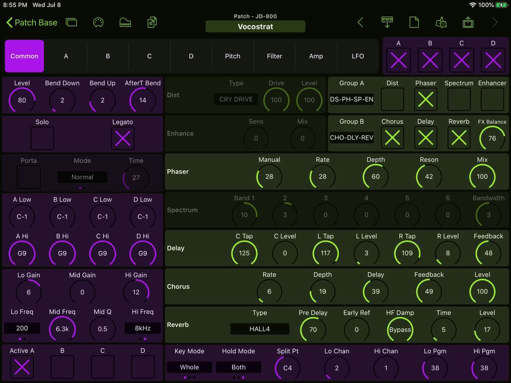 Roland JD-800 Editor Screenshot