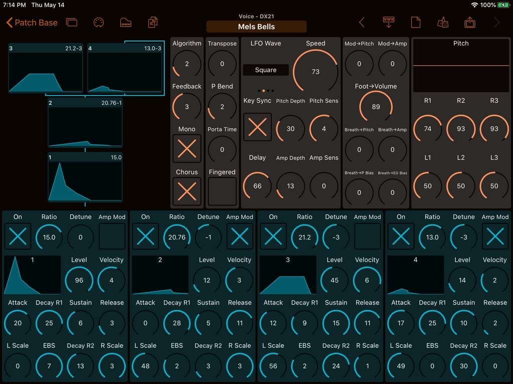 Yamaha DX21 Editor Screenshot