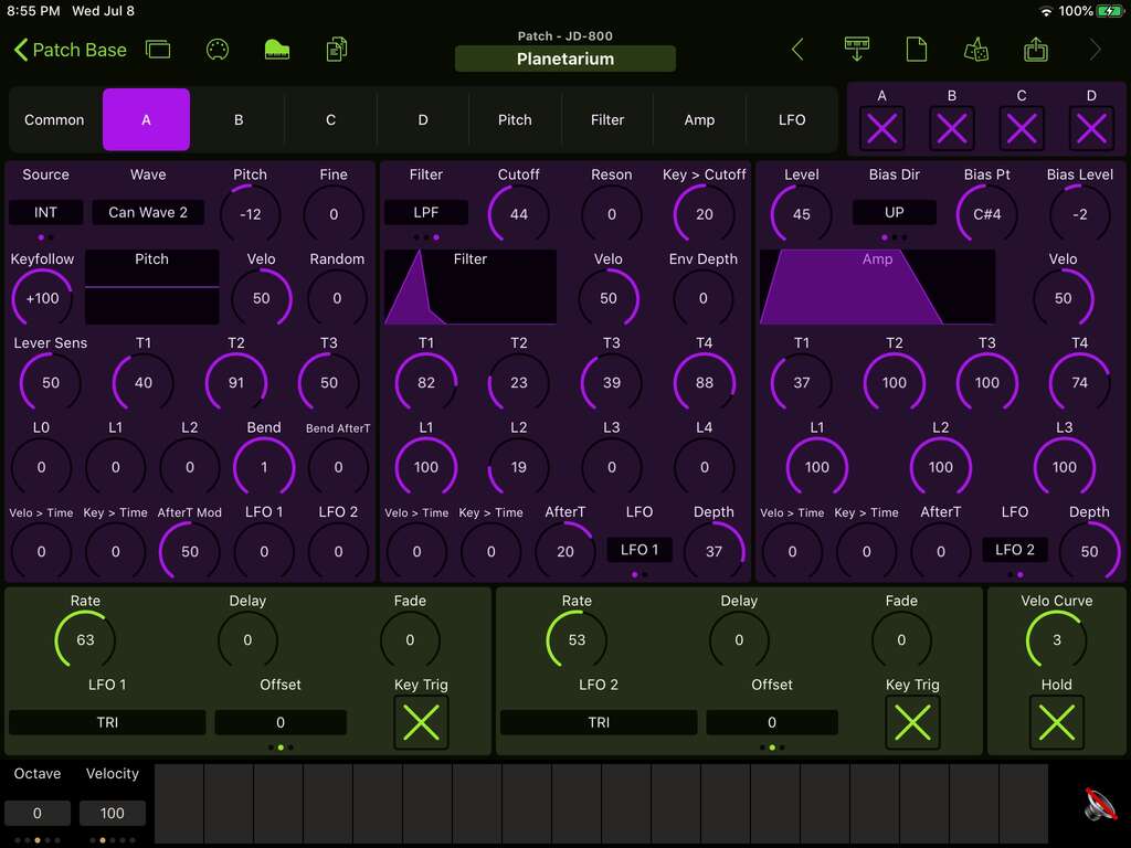 Roland JD-800 Editor Screenshot