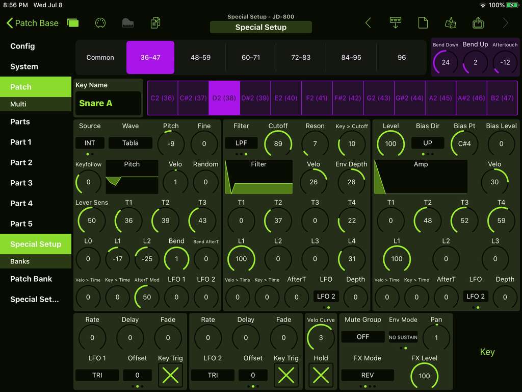 Roland JD-800 Editor Screenshot