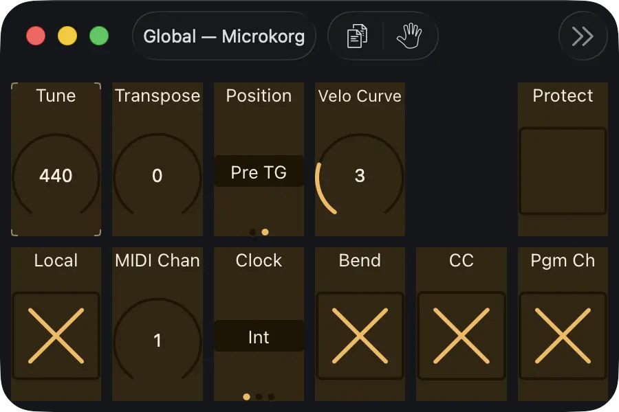 Korg microKorg editor screenshot (Mac)