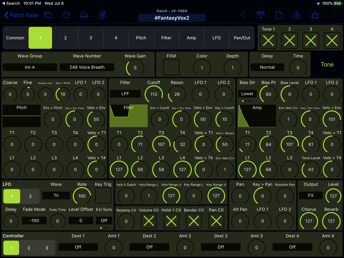 Roland JV-1080 Editor and Librarian - Patch Base