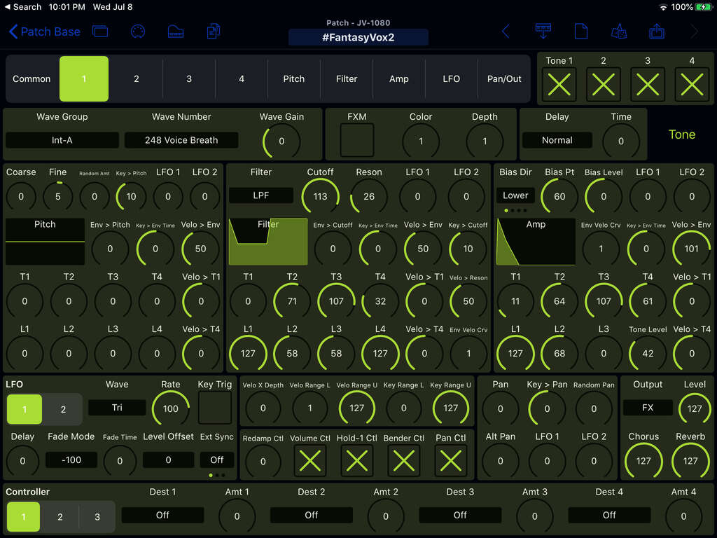 Roland JV-1080 Editor Screenshot